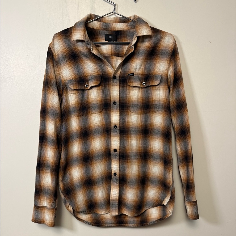 Obey Plaid Flannel Button Down – Brown / Tan